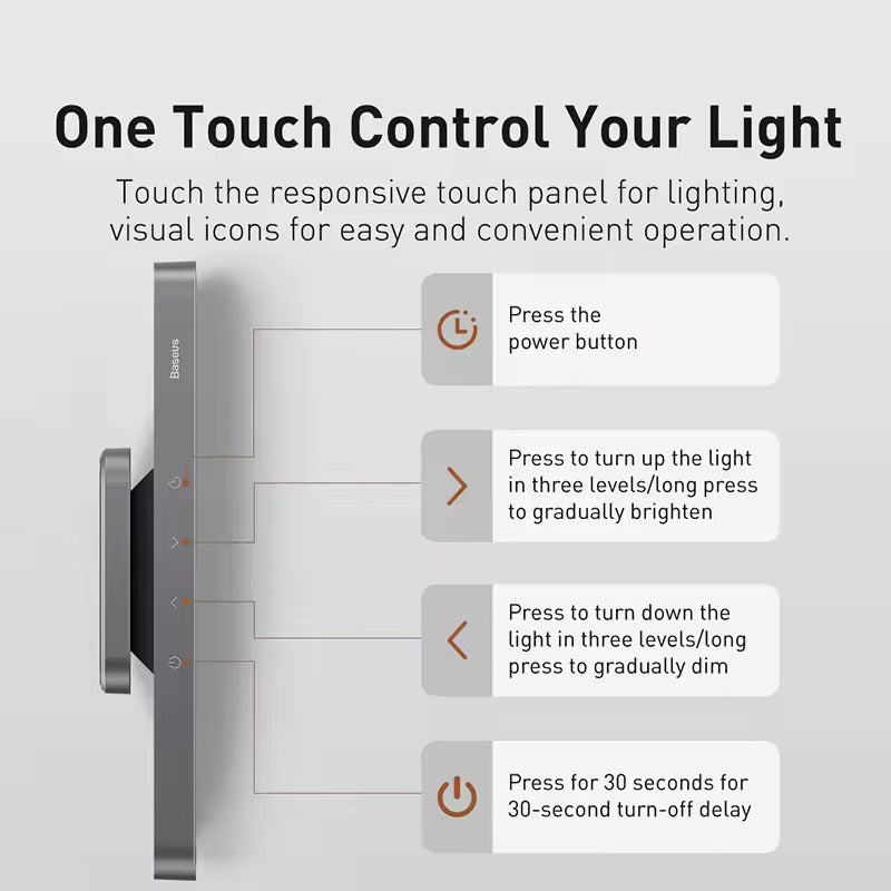 Baseus Magnetic Desk Lamp Rechargeable LED Light Stepless Dimming Eye Care