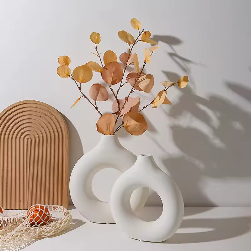 Nordic Minimalist Decorative Flower Vase | Modern Hollow Plastic Vase for Home Decor