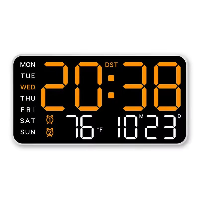 Large LED Digital Wall Clock with Date Temperature Remote USB Powered Dual Alarm
