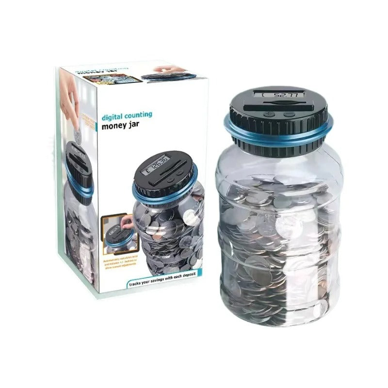Smart Digital Coin Counting Piggy Bank 1.8L LCD Money Jar Euro Dollar Pound