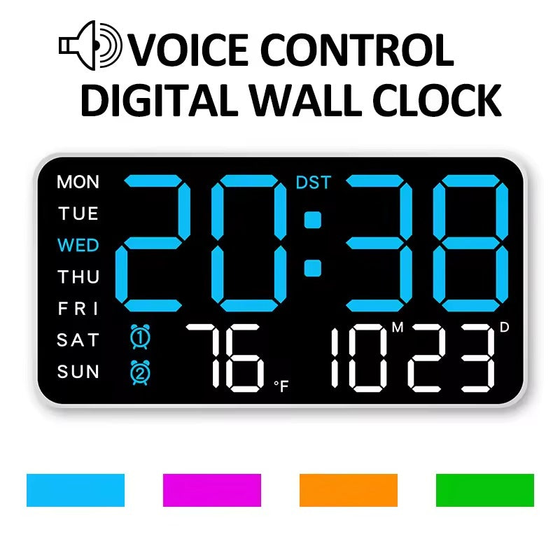 Large LED Digital Wall Clock with Date Temperature Remote USB Powered Dual Alarm