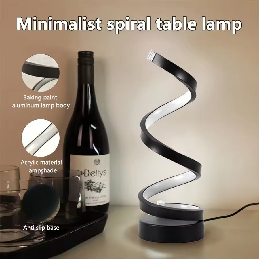 Tricolor Spiral LED Table Lamp – Dimmable USB Bedside & Desk Night Light