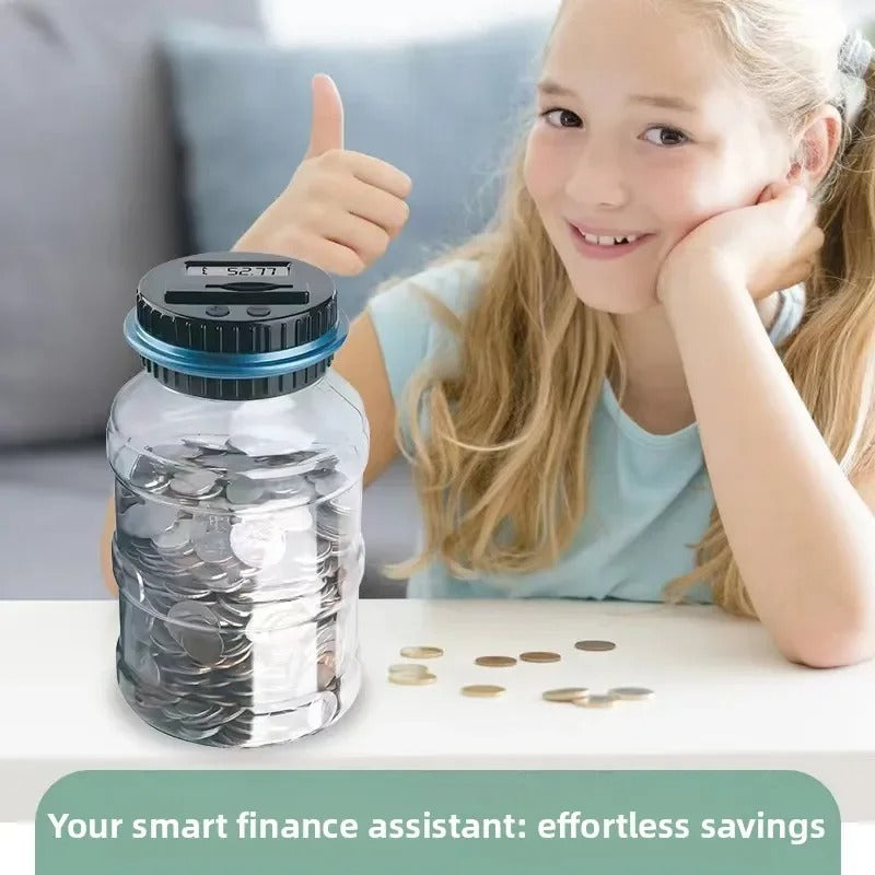 Smart Digital Coin Counting Piggy Bank 1.8L LCD Money Jar Euro Dollar Pound
