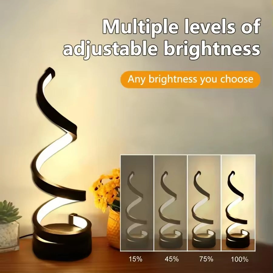Tricolor Spiral LED Table Lamp – Dimmable USB Bedside & Desk Night Light