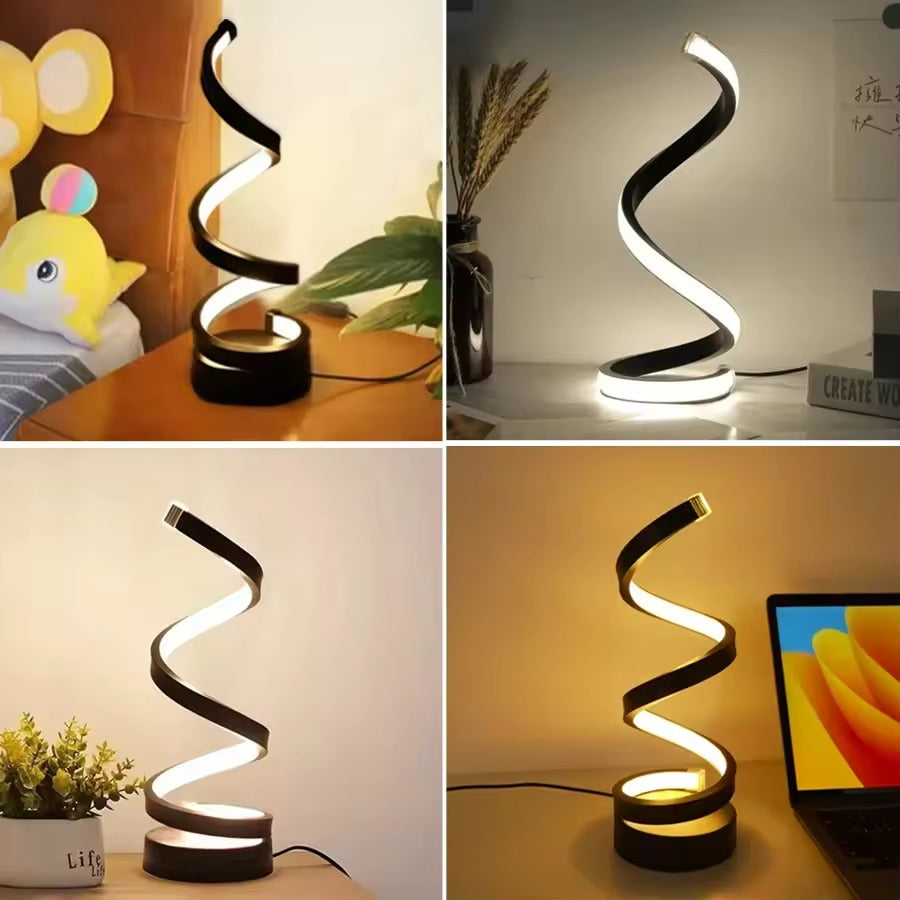 Tricolor Spiral LED Table Lamp – Dimmable USB Bedside & Desk Night Light