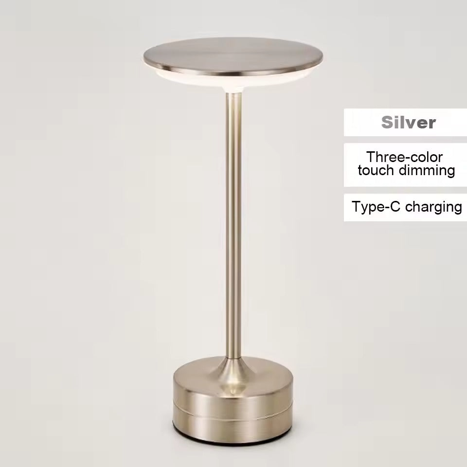 Luxury Touch Control LED Table Lamp – USB Rechargeable Metal Bedside Light