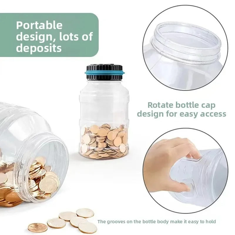 Smart Digital Coin Counting Piggy Bank 1.8L LCD Money Jar Euro Dollar Pound