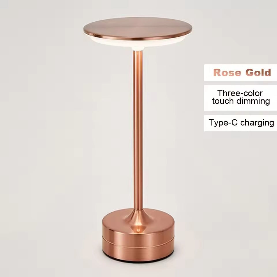 Luxury Touch Control LED Table Lamp – USB Rechargeable Metal Bedside Light