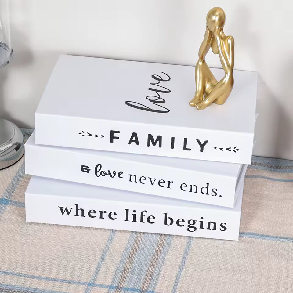 Decorative Fake Book Box Set | Modern Coffee Table & Shelf Decor (3-Piece Set)