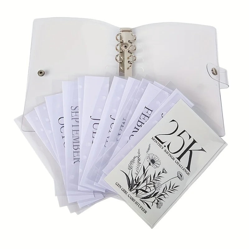 12-Month Money Saving Challenge Binder with Cash Envelopes 2.5K 5K 10K Goal