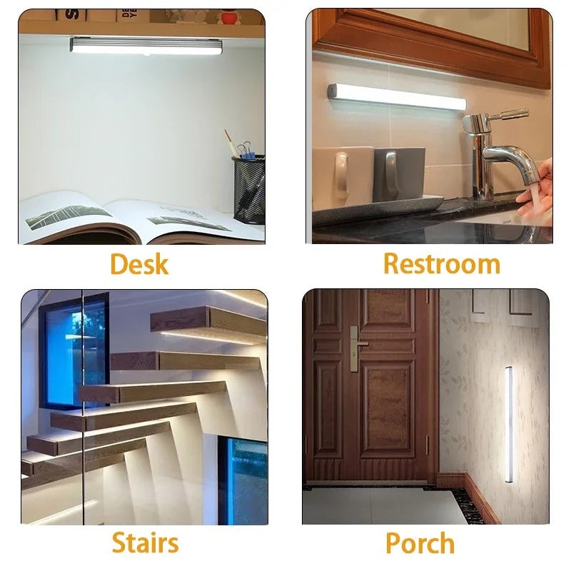 LED Motion Sensor Night Light USB Rechargeable Cabinet Bar Light Magnetic