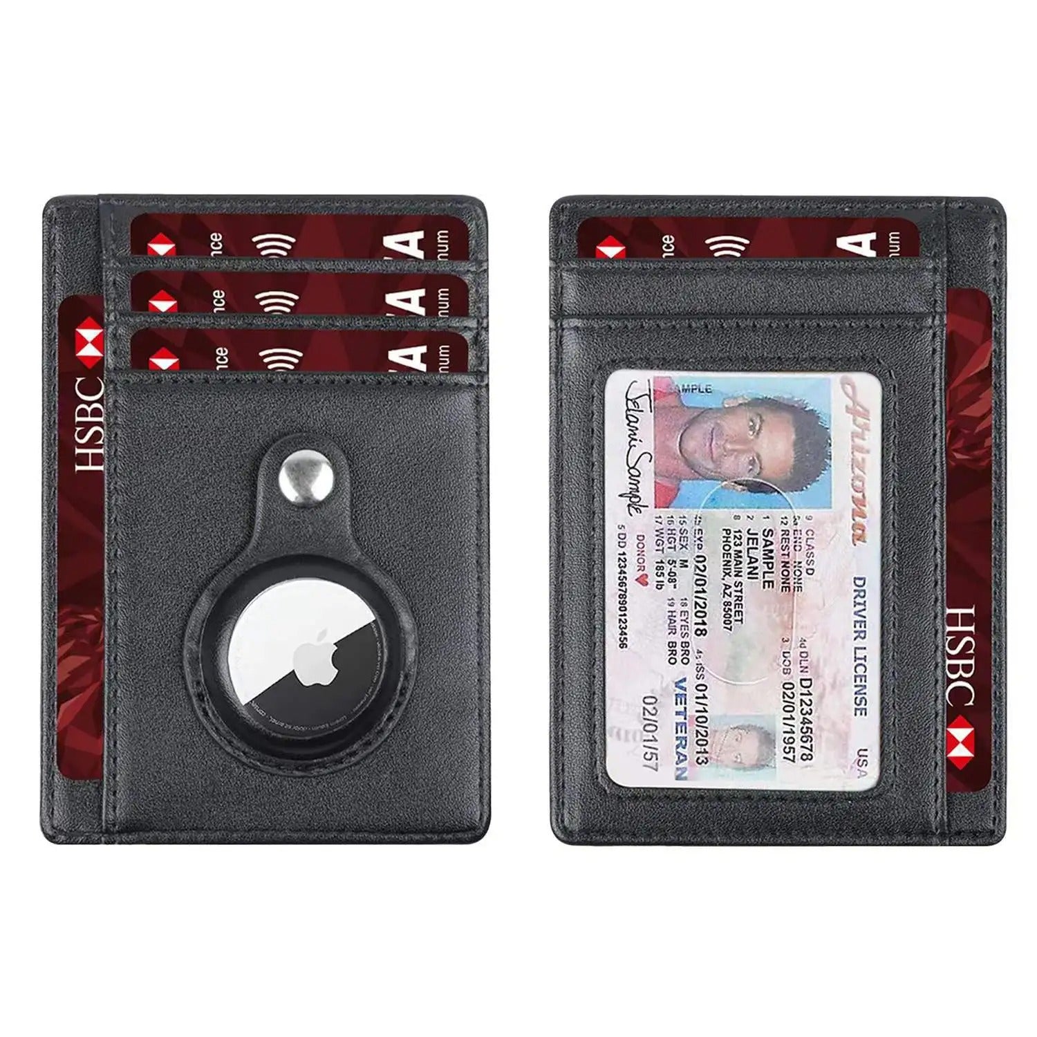 Slim Minimalist Leather Wallet with AirTag Holder